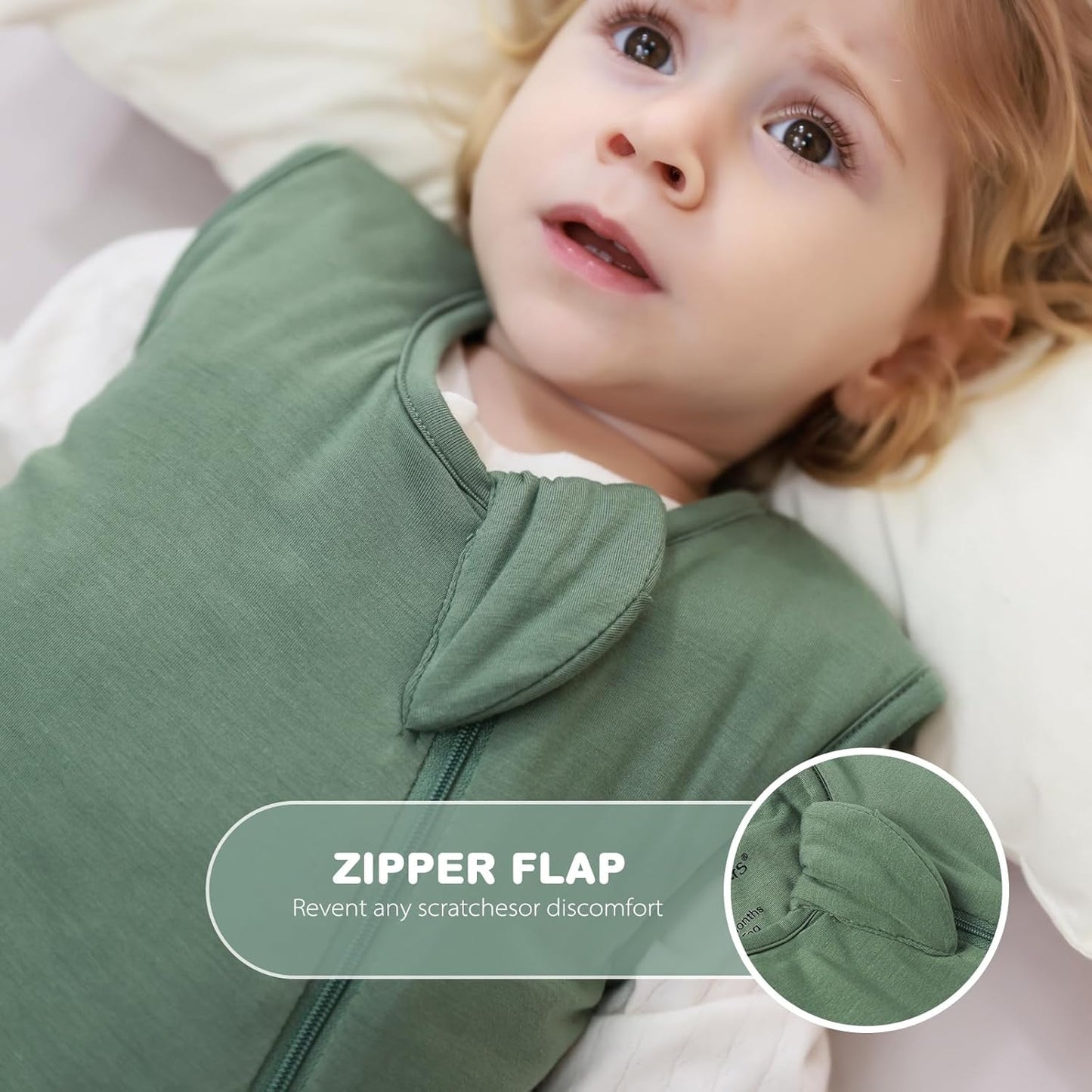 Mosebears Unisex Baby Sleep Sack - Supersoft Bamboo Wearable Blanket with 2-Way Zipper | Dark Green, 6-18 Months
