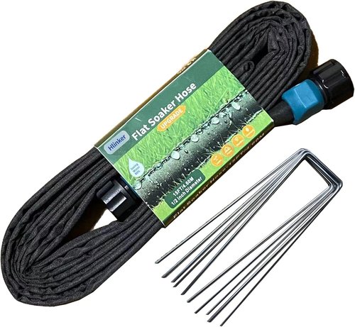 Hlinker 2025 Flat Soaker Hose - 15 Ft Linkable Drip Hose with Stake | Efficient Garden Irrigation System