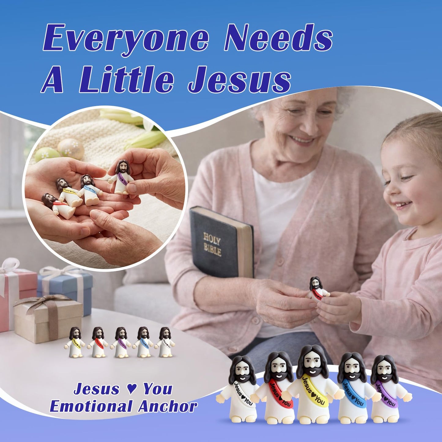 Lffdsmss 25 PCS Little Jesus Figures,Original Design Mini Jesus Figurines in Bulk,Jesus Loves You Religious Figures for Religious Party Favors, Baptism Gifts,Easter Egg Stuffers