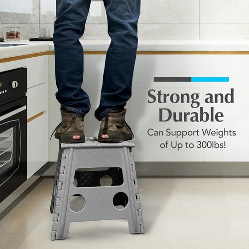 Handy Laundry Folding Step Stool - Lightweight & Sturdy for Adults and Kids - Easy One-Flip Design | Grey - 13 Inch