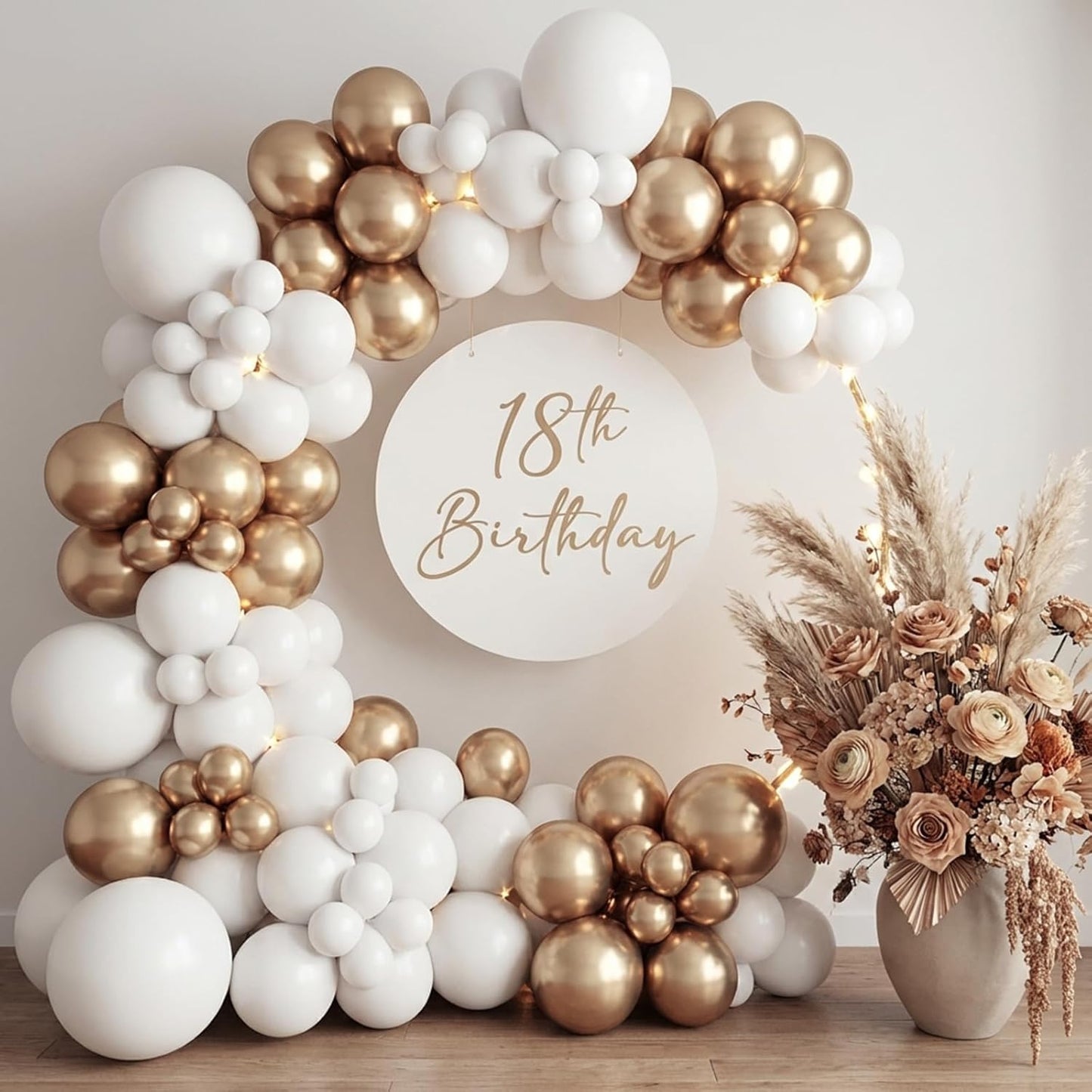 RUBFAC Chrome Gold Balloons - 129-Piece Latex Metallic Balloon Garland Kit for Graduation & Birthday Celebrations