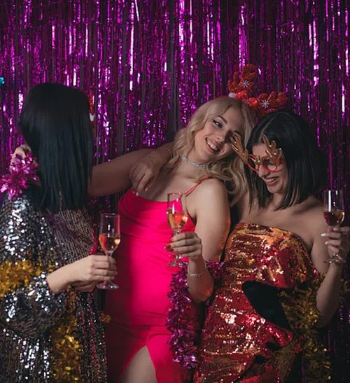 5 Pack Foil Curtain Backdrop Metallic Tinsel Foil Fringe Curtains Photo Booth Props for Birthday Wedding Engagement Baby Shower Bachelorette Christmas Holiday Celebration Party Decorations