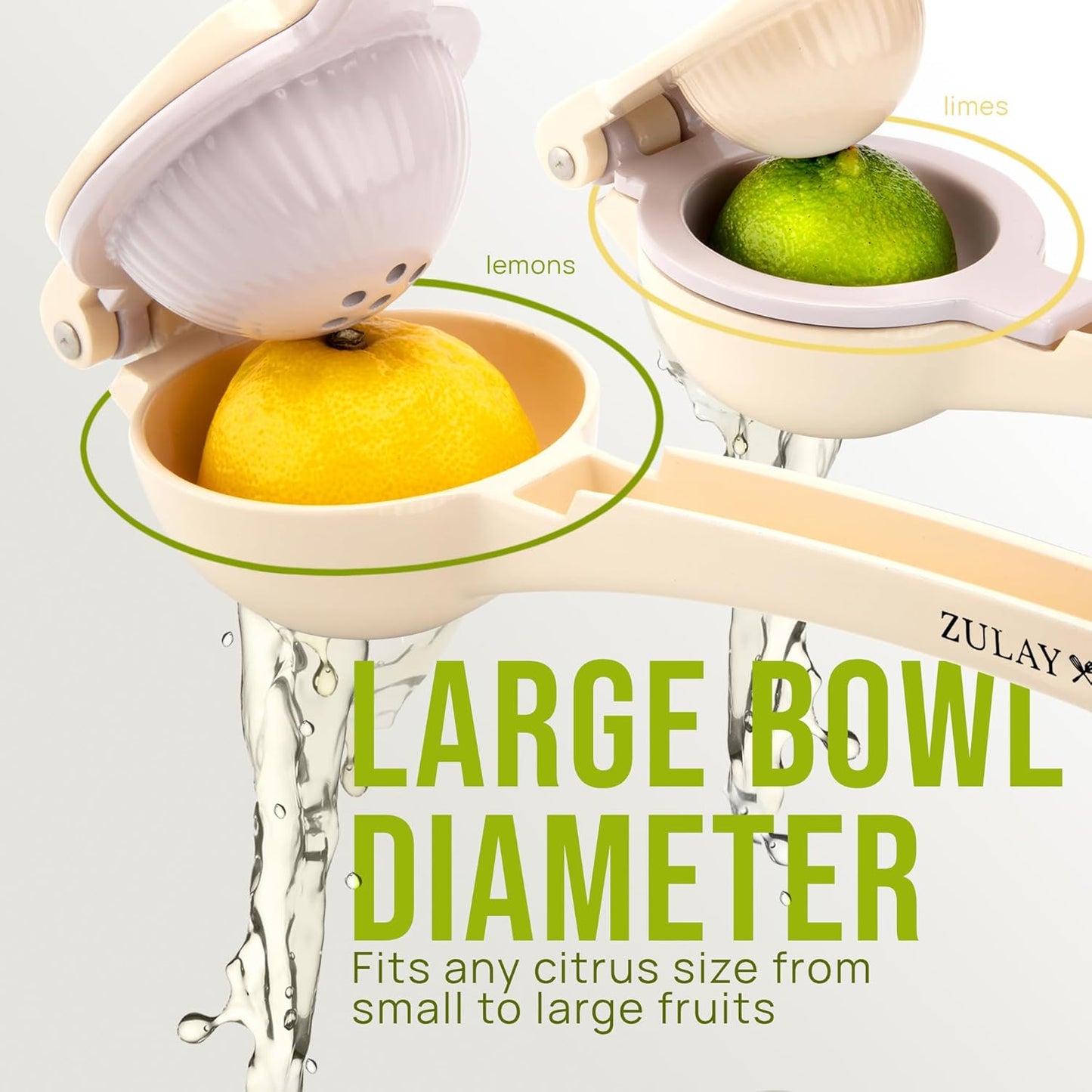 Zulay Kitchen 2-in-1 Lemon Squeezer - Sturdy Manual Juicer for Maximum Juice Extraction - Cream/Lavender
