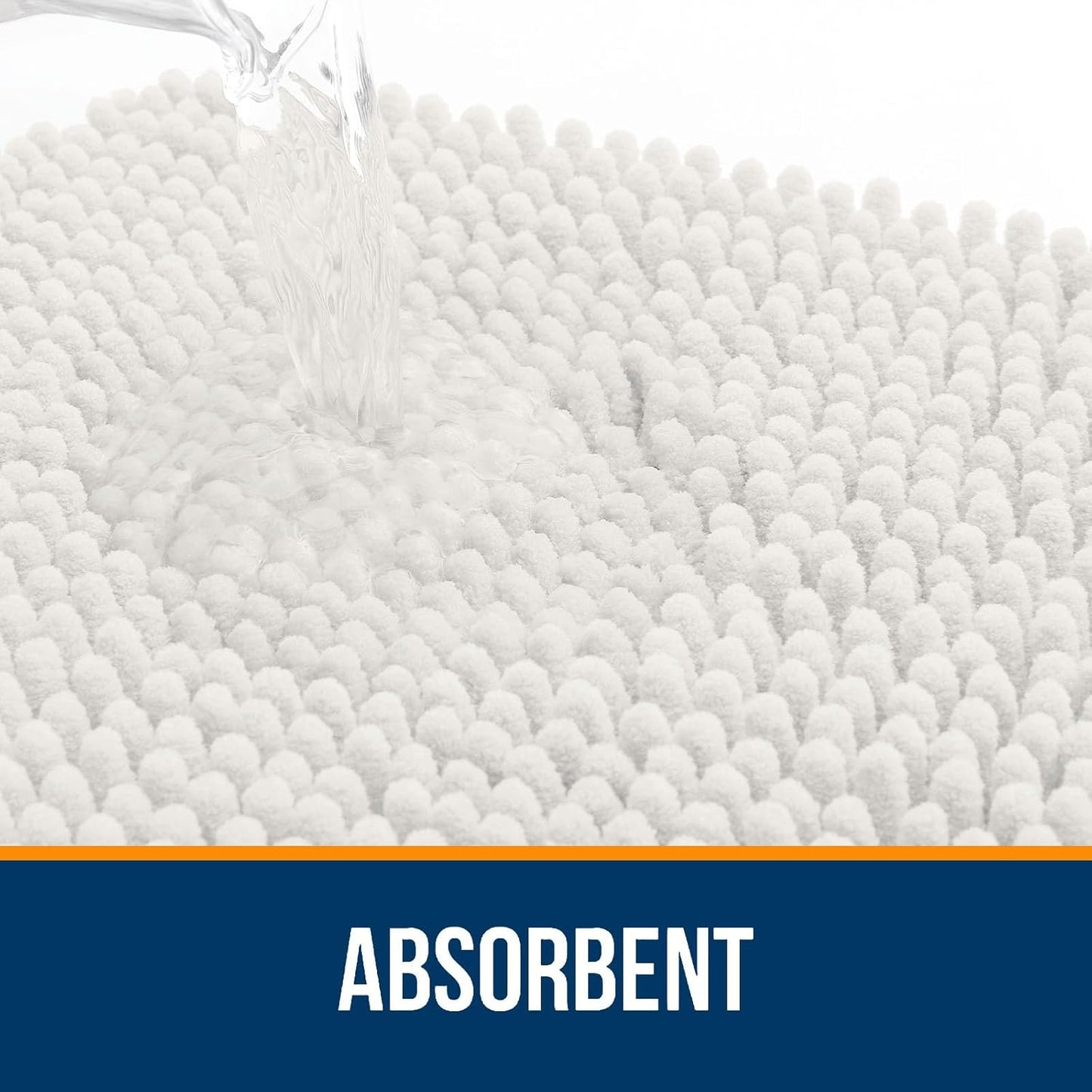 OLANLY U-Shaped Toilet Rug - Extra Soft Chenille, Quick-Dry, Non-Slip Bath Mat | 20x20, Ivory