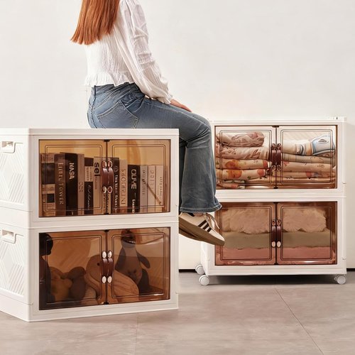 Collapsible Storage Bins by [Brand Name] - 11.5 Gal Plastic Boxes with Lids & Wheels | Stackable for Home & Office