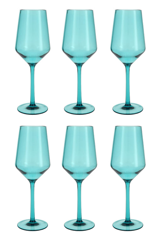 Fortessa Sole Copolyester Outdoor Drinkware, Sauvignon Blanc Glass, Aqua Sky Blue Green