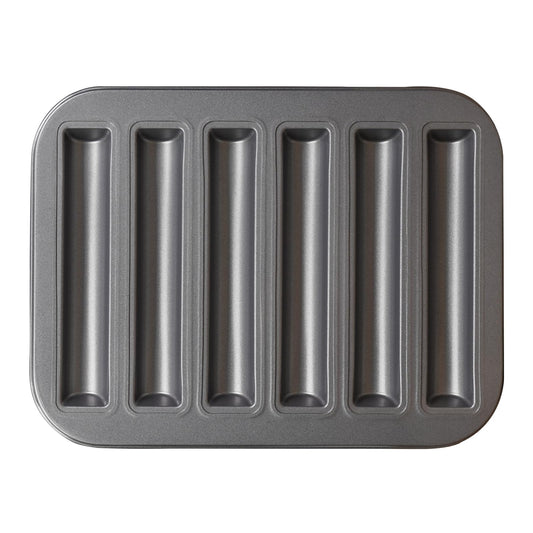 Elesinsoz 6 Cup Financier Cake Baking Pan Breadstick Biscotti Ladyfinger Donut Cookie Cornbread Stick Mini Bread Loaf Baguette Nonstick Small Muffin Cupcake Madeleine Tin Tray Mold
