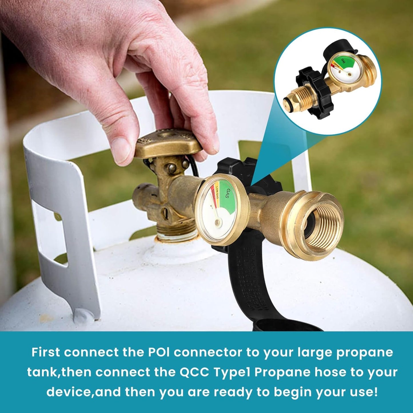 Skiennix Propane Tank Gauge Adapter - Universal Fit Pol to Qcc1 Conversion | Solid Brass, 100 lb Capacity