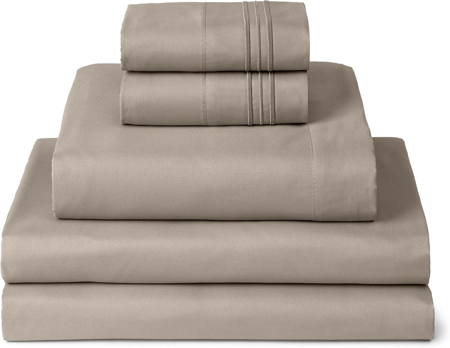 Mellanni Split King Sheets Set - 5 PC Hotel Luxury Bedding | Extra Soft, Cooling, Wrinkle-Resistant (Tan)