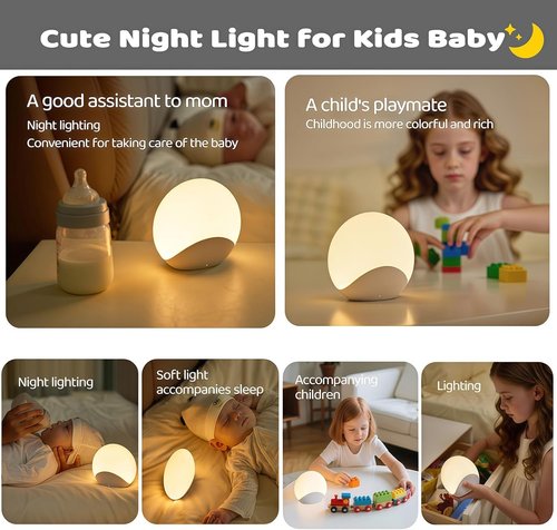 IYT Night Light - Dimmable Touch Lamp for Kids | 7 Colors, Eye-Friendly Silicone, 30 Min Timer