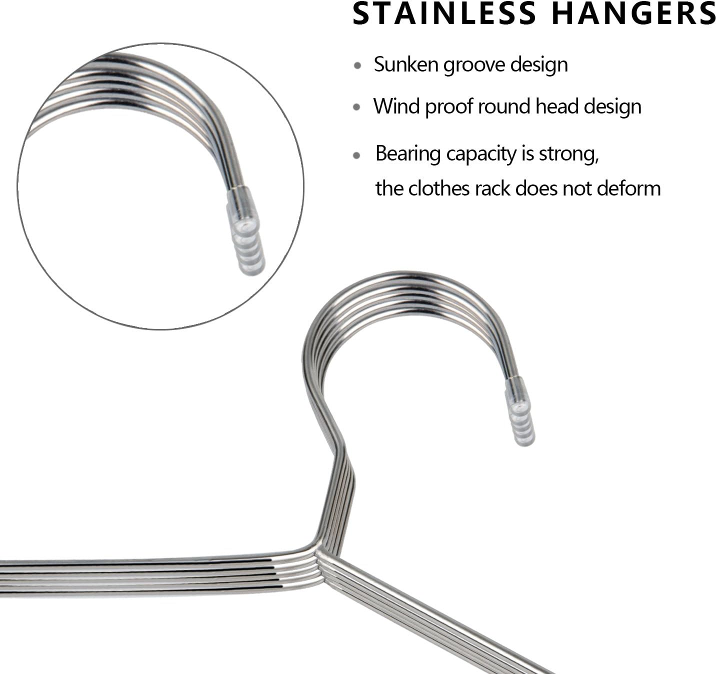 OIKA Heavy Duty Stainless Steel Hangers - Space-Saving Non-Slip Design for Coats, Dresses & More | 30 Pack
