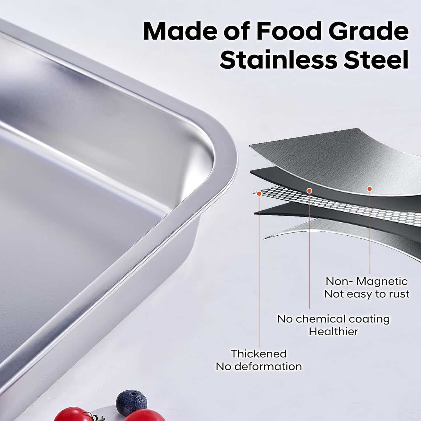 Skiennix 4-Piece Extra Deep Lasagna Pan Set - 11.6x15.6 Inch Nonstick Stainless Steel | 9.2QT Capacity