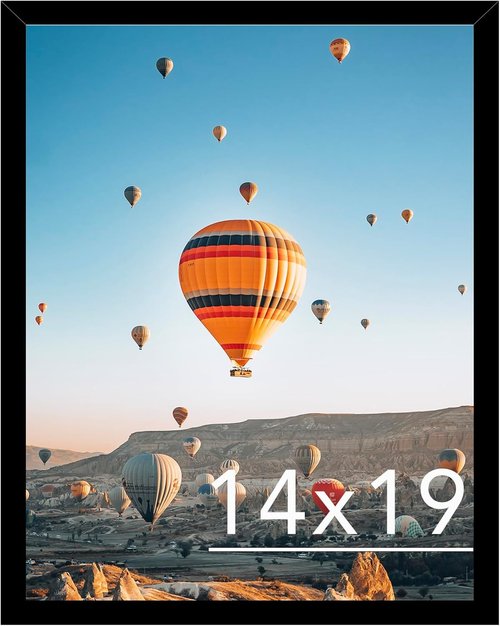 JCJMY 14x19 Picture Frame - Black Wall Gallery Frame for Horizontal & Vertical Photos | Shatter-Resistant Plexiglass