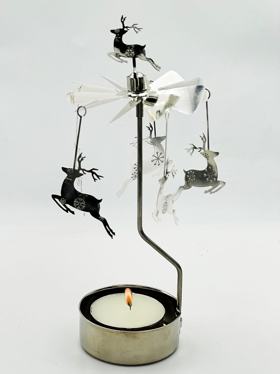 Skiennix Rotary Candle Holder - Spinning Metal Design | Perfect Small Gift for Christmas Elk