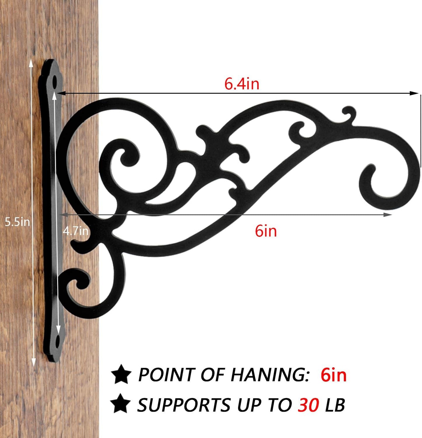 Regine Switzerland Decorative Iron Wall Hooks - 6-Inch for Lanterns, Solar Lights & More | Set of 2, Black