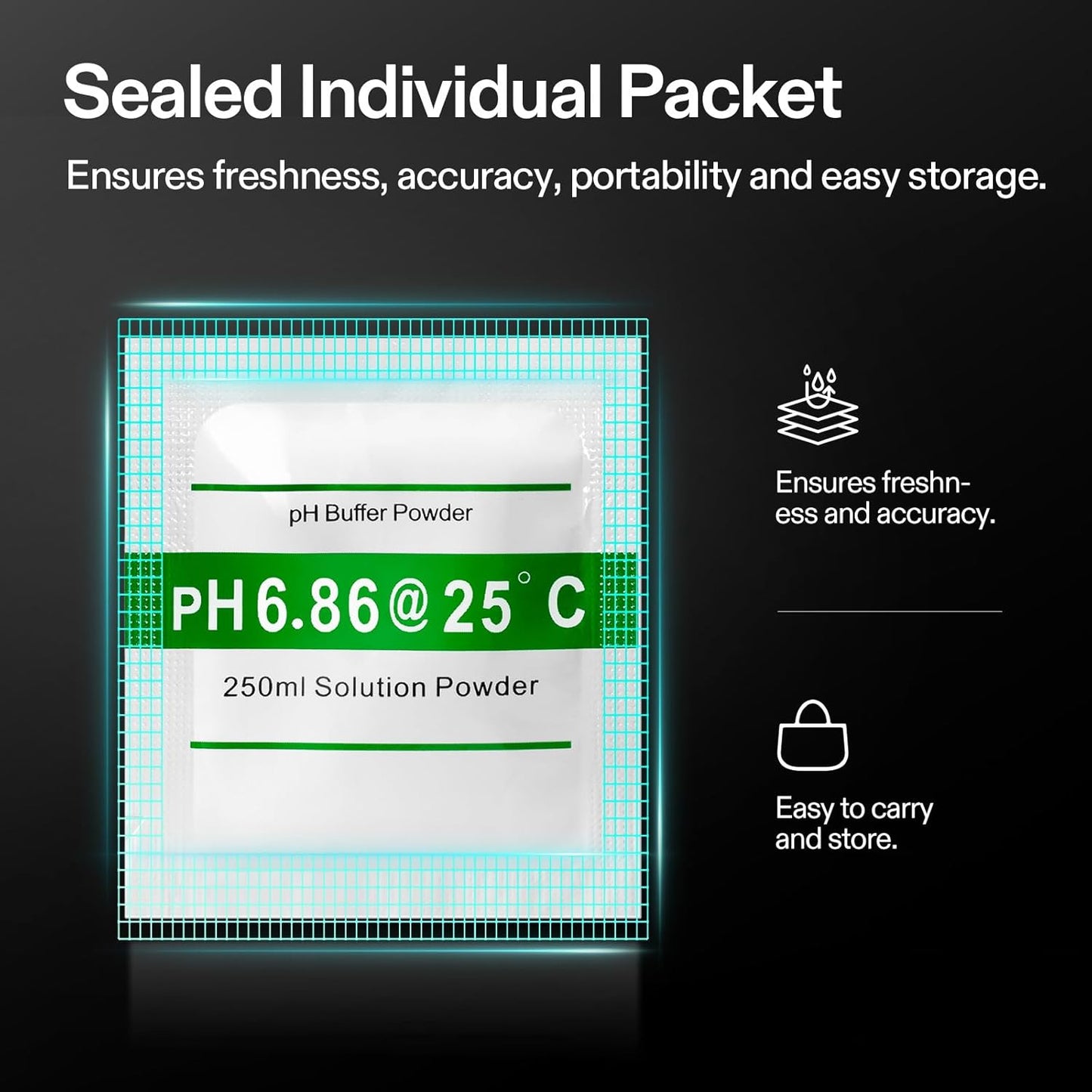 VIVOSUN pH Meter Buffer Solution Powder - 18-Pack for Accurate pH Calibration | pH 6.86/4.00/9.18