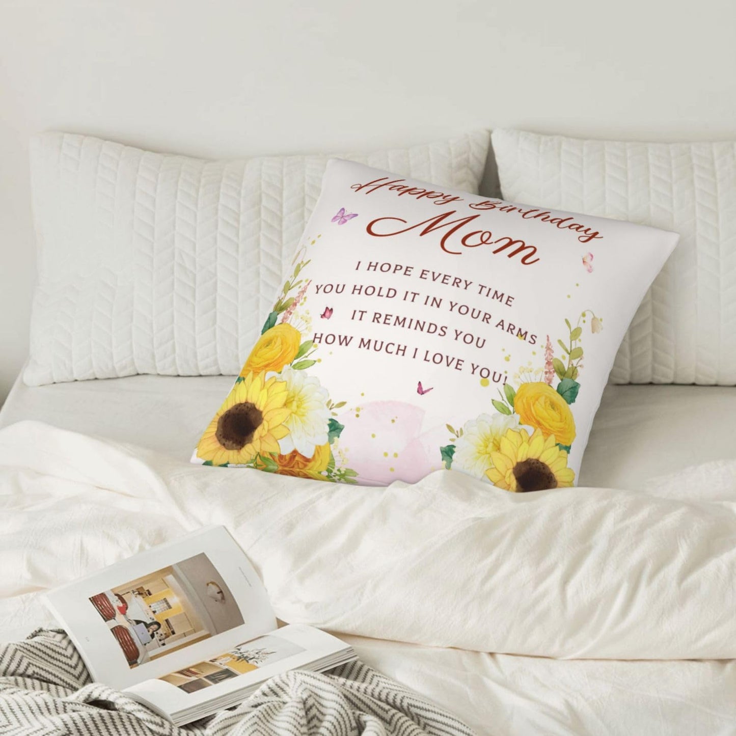 Birthday Gifts for Mom, Mom Birthday Gifts from Daughter Son, Mother Birthday Gifts, Best Gifts for Mom Birthday, Happy Birthday Mom Gifts, Mother Gifts for Birthday Throw Pillow Covers 18x18 Inches
