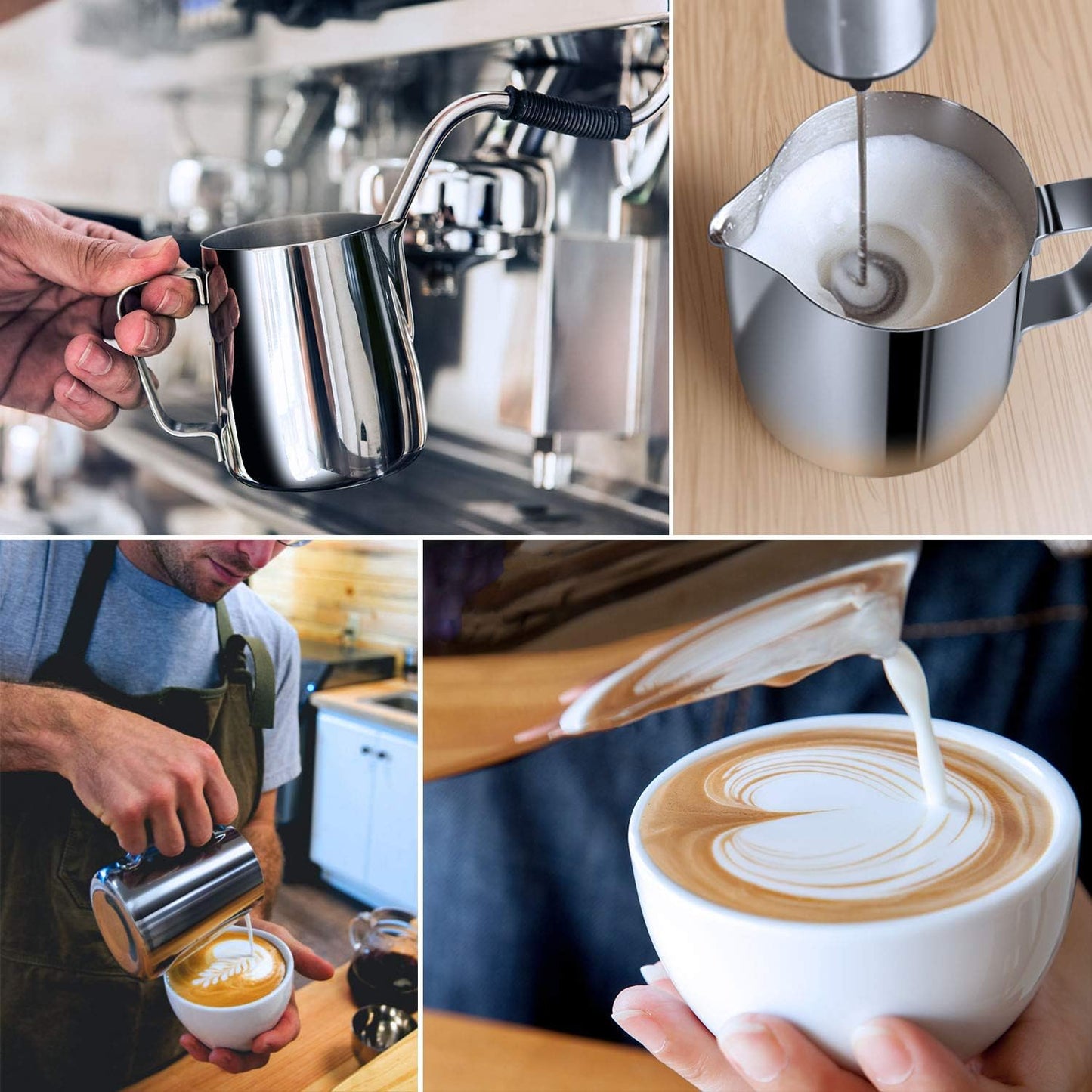 Skiennix Milk Frothing Pitcher - Stainless Steel Barista Jug for Latte Art | 350ml to 1500ml Sizes