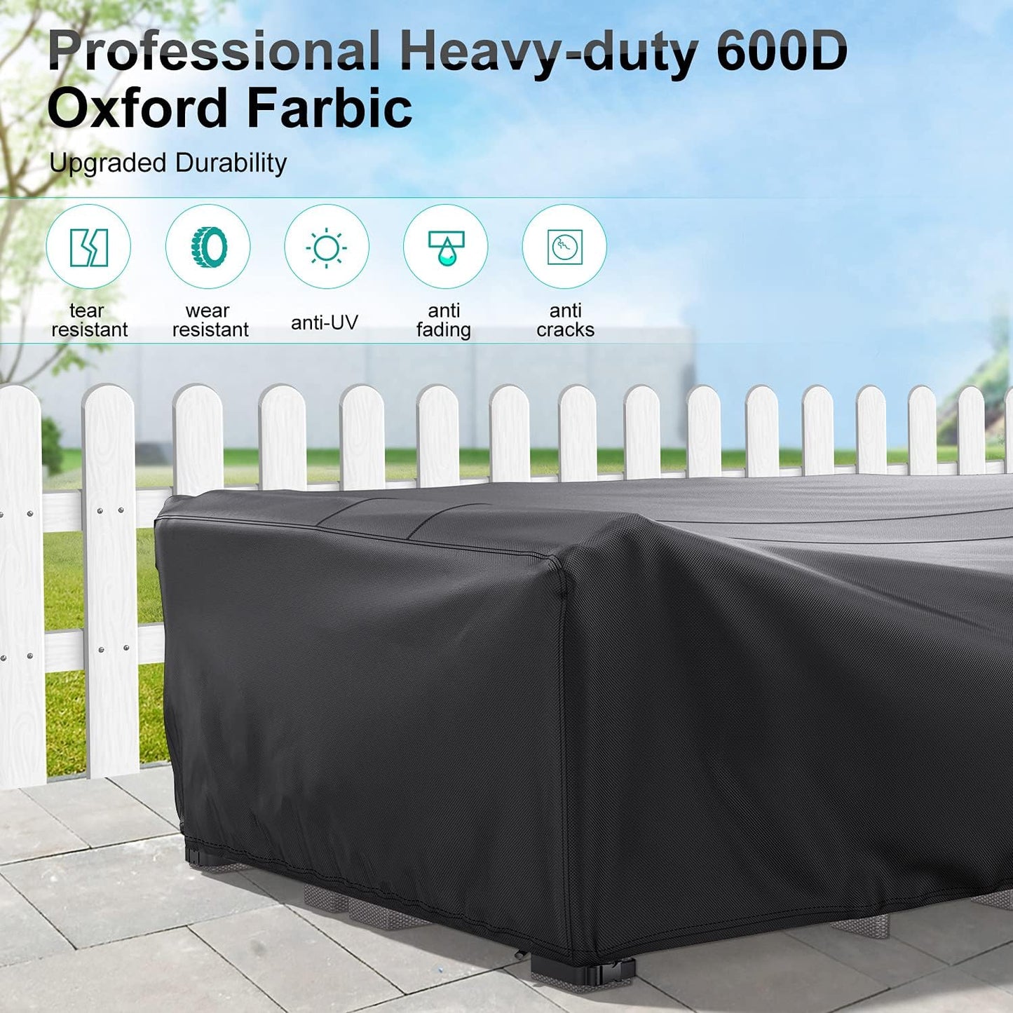 Patio Furniture Covers - Heavy Duty Waterproof Outdoor Sofa & Table Set Cover | 108" L × 82" W × 28" H