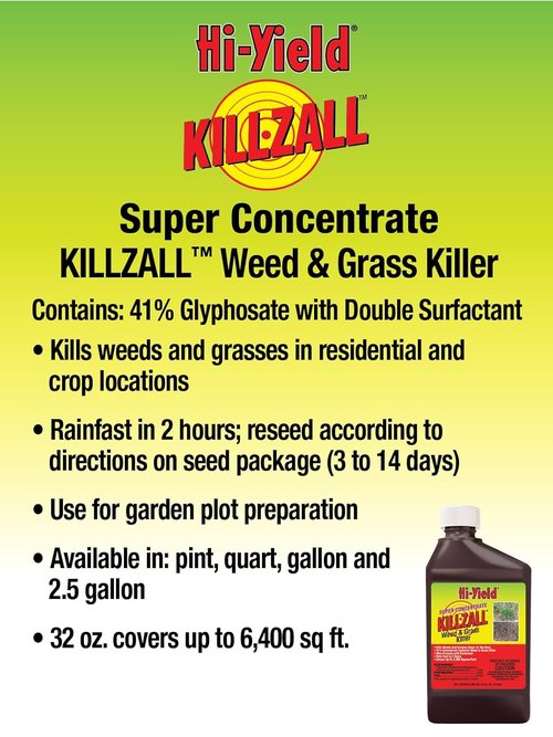Hi-Yield Super Concentrate Killzall Weed & Grass Killer - Effective 16 oz Formula