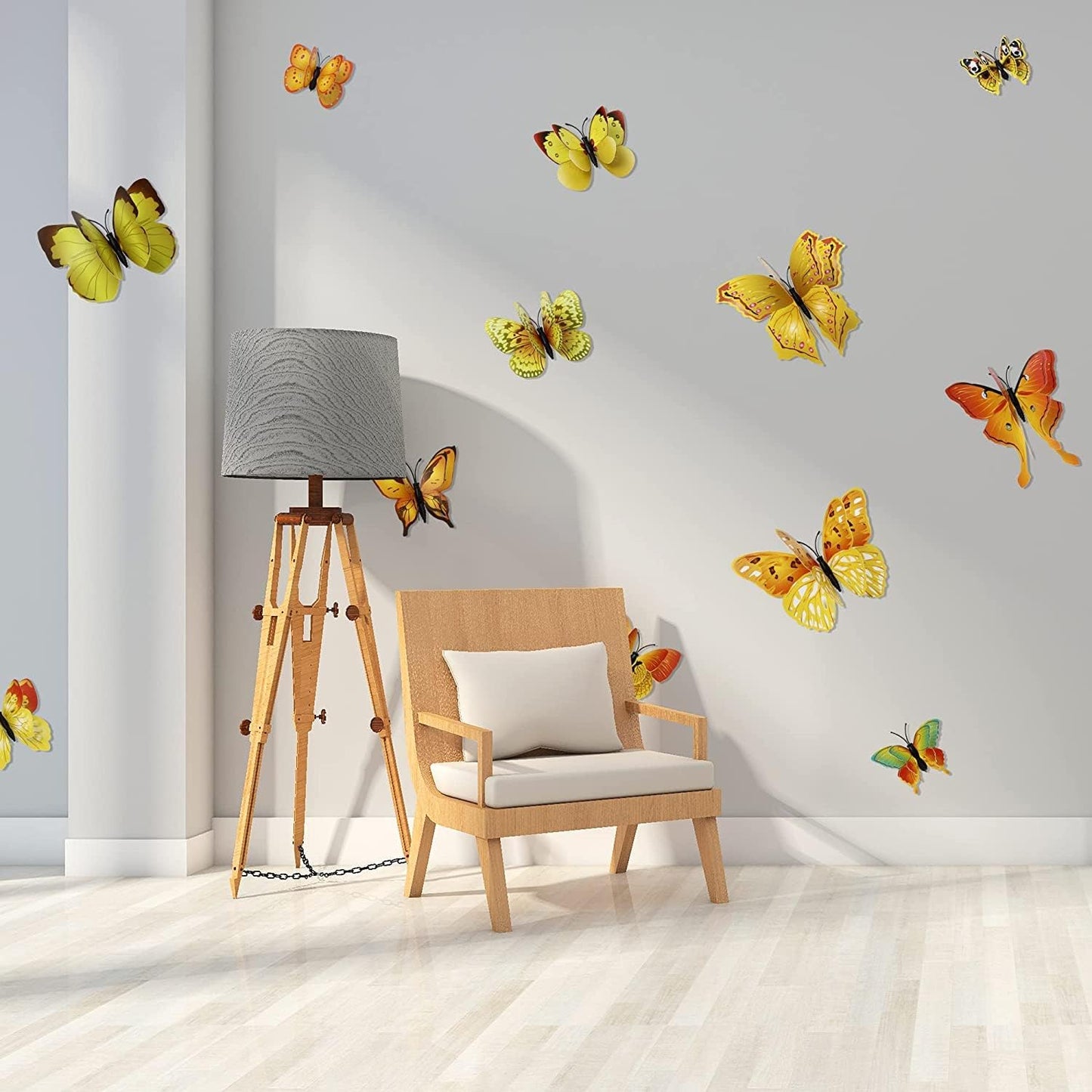 OPSEAM 3D Butterfly Wall Decor - 48 PCS Magnetic Stickers for Party Decorations (Gold)