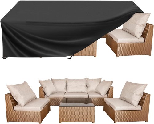 BALEINE Outdoor Furniture Covers - Heavy Duty Waterproof Oxford Table & Chair Cover | Black, 138"L x 86"W x 32"H