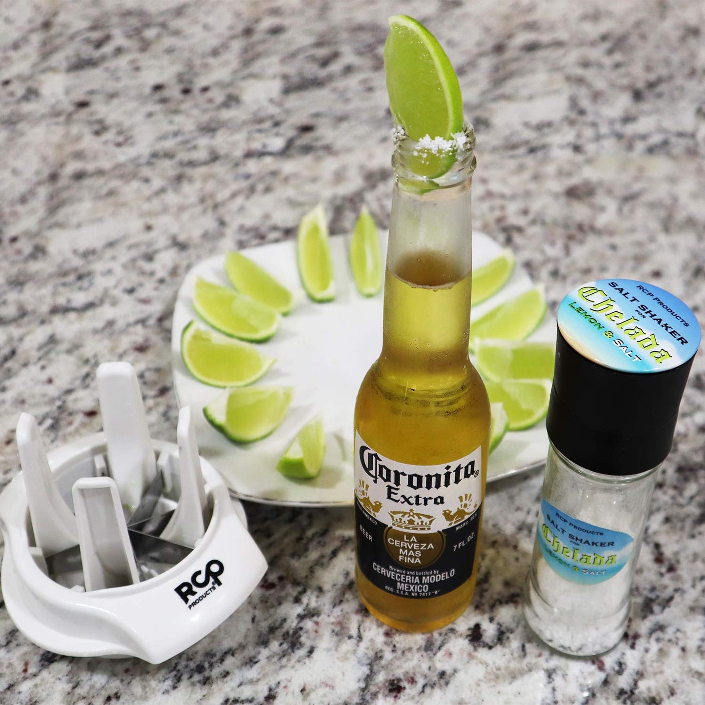 Lemon/Lime Slicer, to Garnish Food Drink - Stainless Steel Lime Cutter | Lemon Wedge Cutter for Perfect Lime Slices rebanador de limon - Chelda Lemon Salt and Tequila
