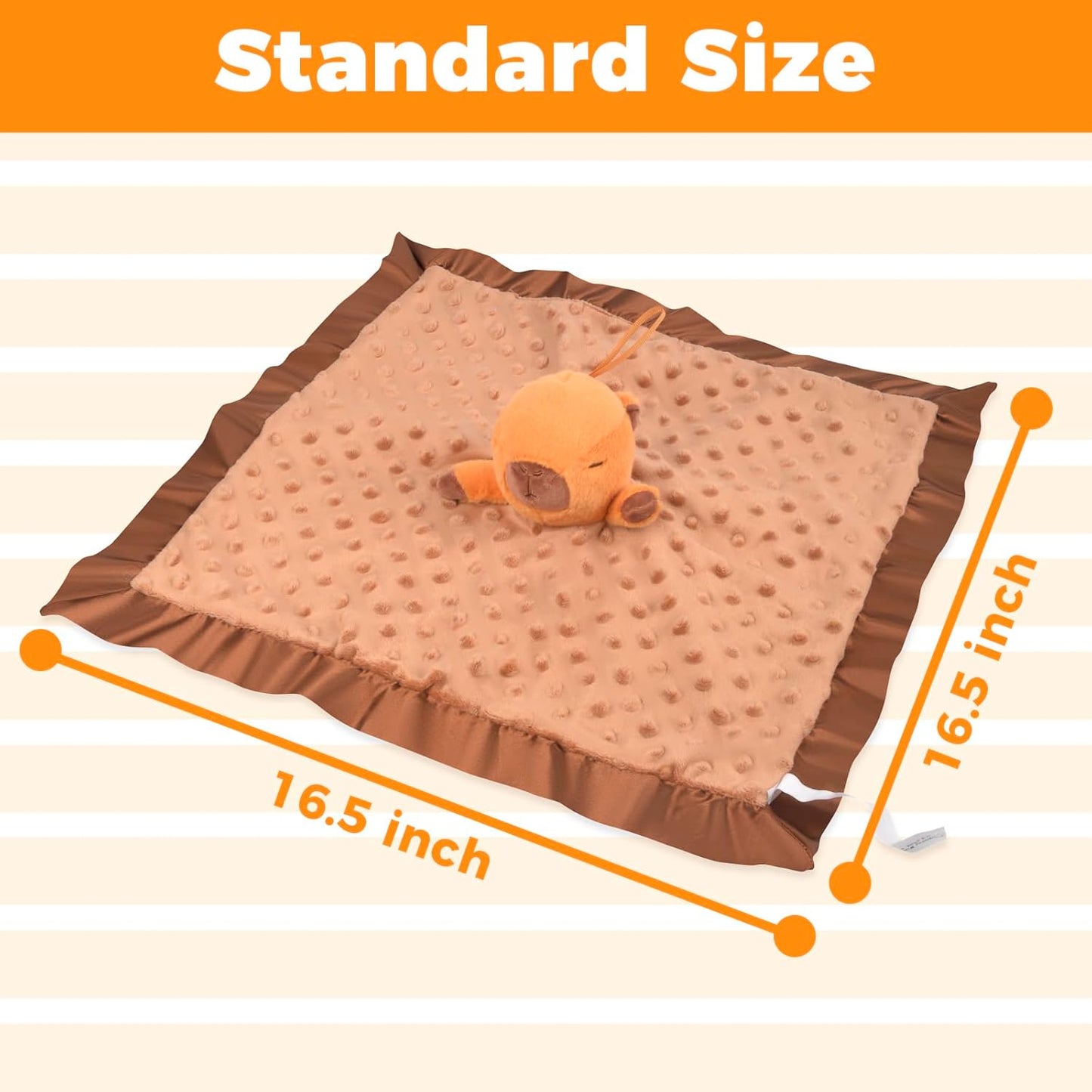 Capybara Baby Security Blanket - Soft Plush Lovey for Newborns | 17"x17" Gender Neutral Gift for Infants