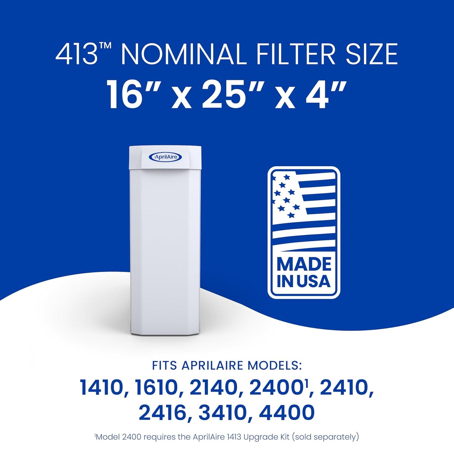 AprilAire 413 Replacement Filter - MERV 13 Air Purifier Filter for Healthy Home | 16x25x4 (Pack of 1)