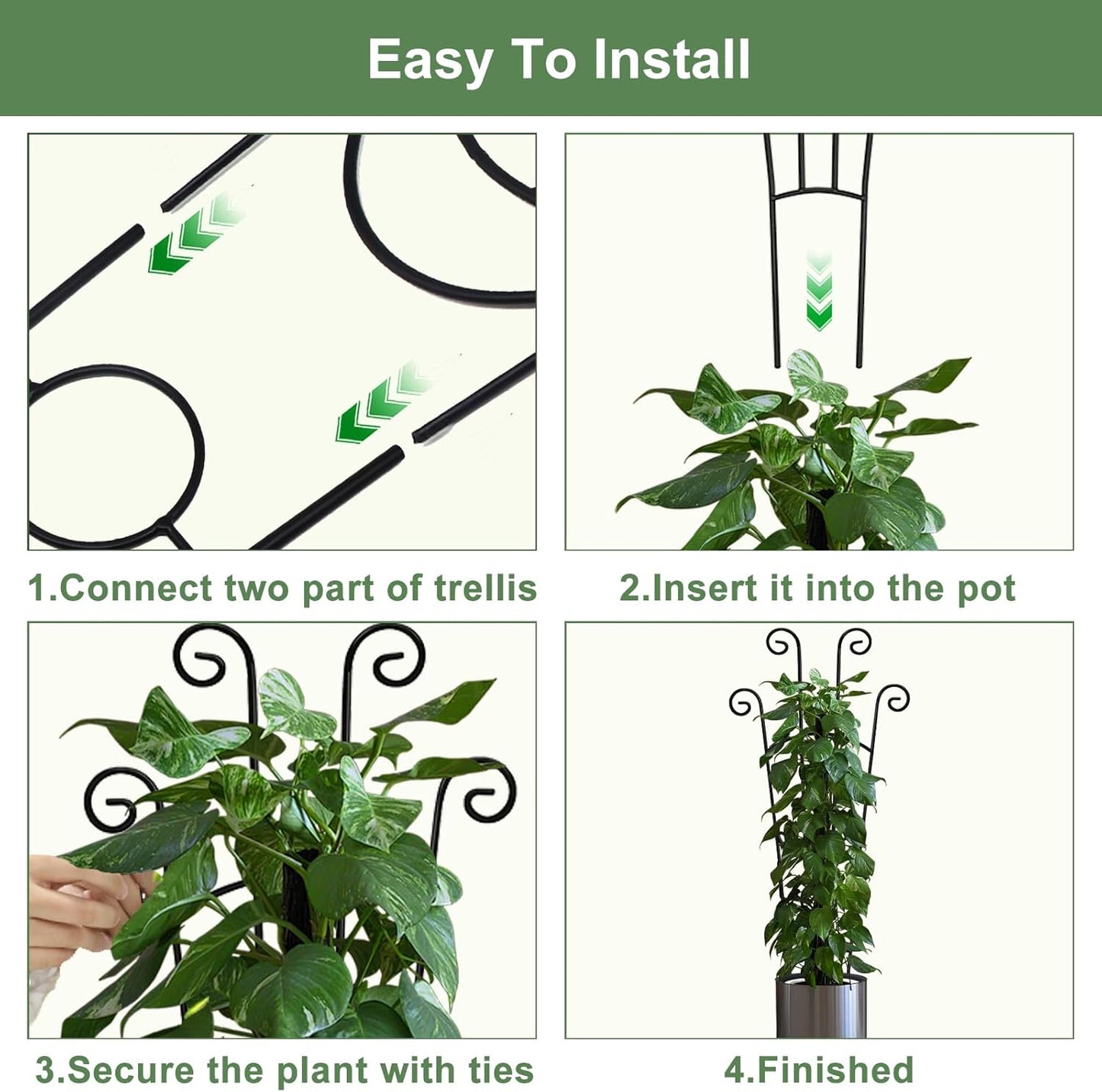 Monstera Plant Support Stakes by [Brand Name] - Durable Metal Trellis for Indoor Climbing Plants | 32.6in, 2-Pack