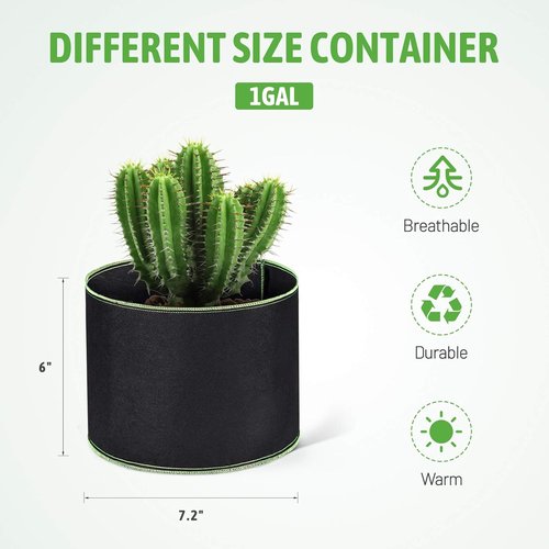 Delxo Garden Grow Bags - 1 Gallon Planting Pots | 10 Pack Small Fabric Bags for Vegetables