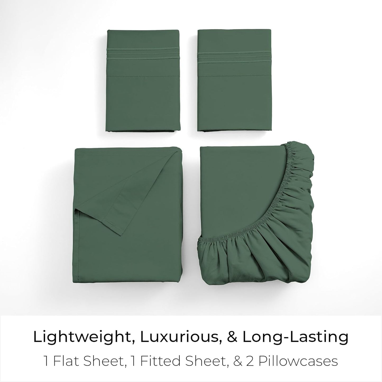 Mellanni Queen Sheets Set - 4 PC Hotel Luxury Bedding | Extra Soft, Cooling, Wrinkle-Resistant (Emerald Green)