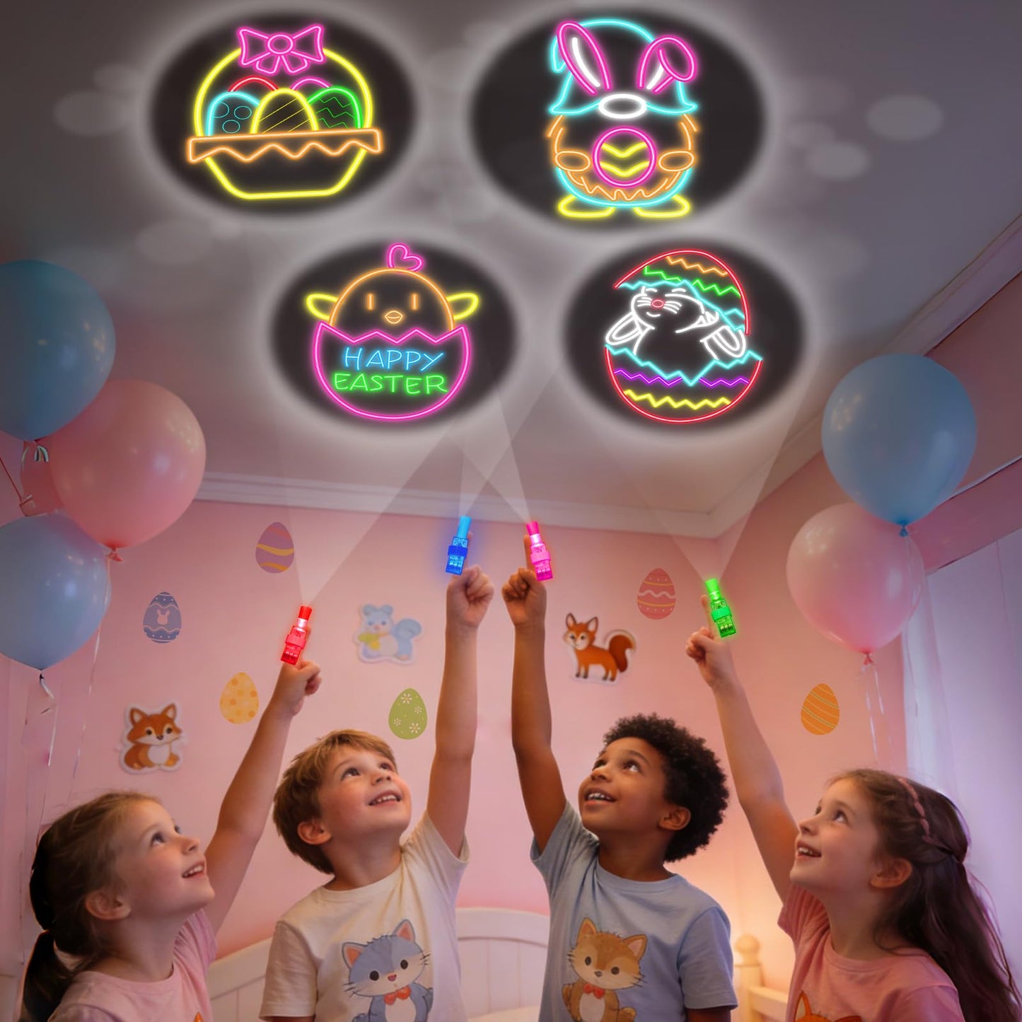 24 Pack Easter Eggs Filled LED Finger Lights ,LED Light Up Toys Glow In The Dark Non Candy Gifts Easter Egg Fillers Easter Hunt Filling Treats Easter Basket Stuffers Party Favor for Kids Boys Girls
