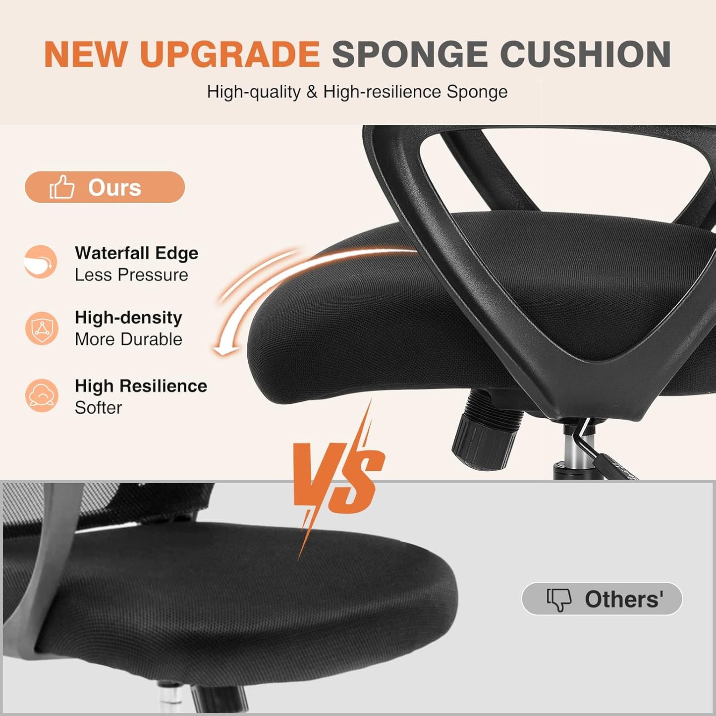 Sweetcrispy Ergonomic Mid-Back Mesh Executive Chair - Comfortable Lumbar Support, Black
