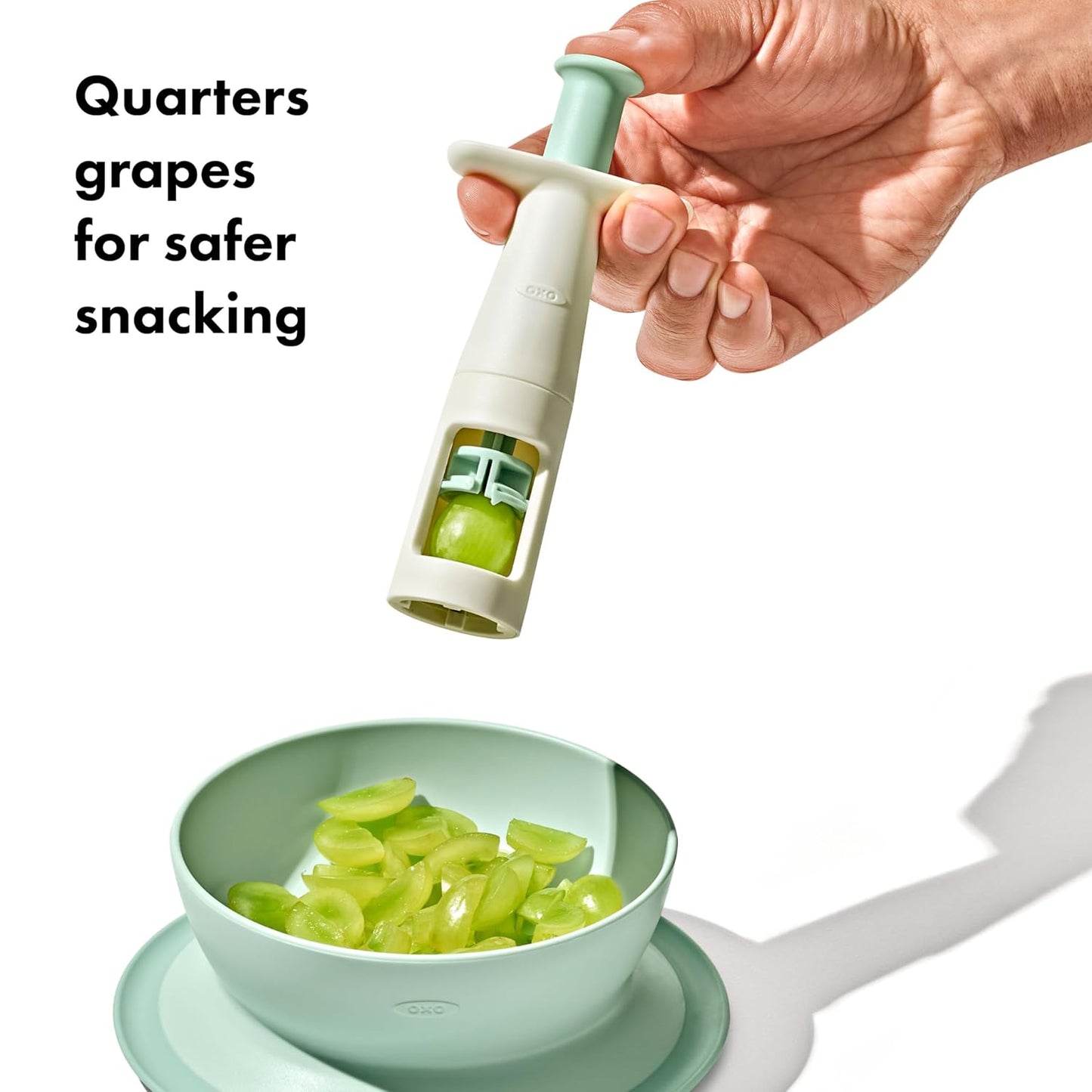 OXO Tot Grape Cutter - Safe & Easy Slicing Tool for Kids | Opal Color