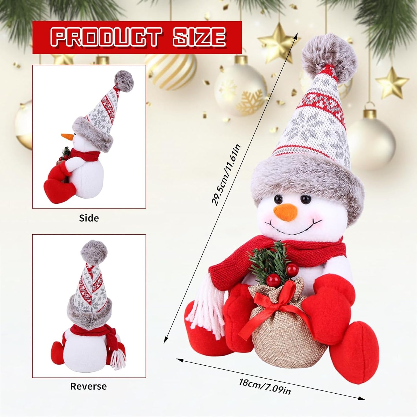 Skiennix Christmas Snowman Decorations - 2 Pack Indoor Holiday Ornaments for Home Decor | Gift & Table Decor