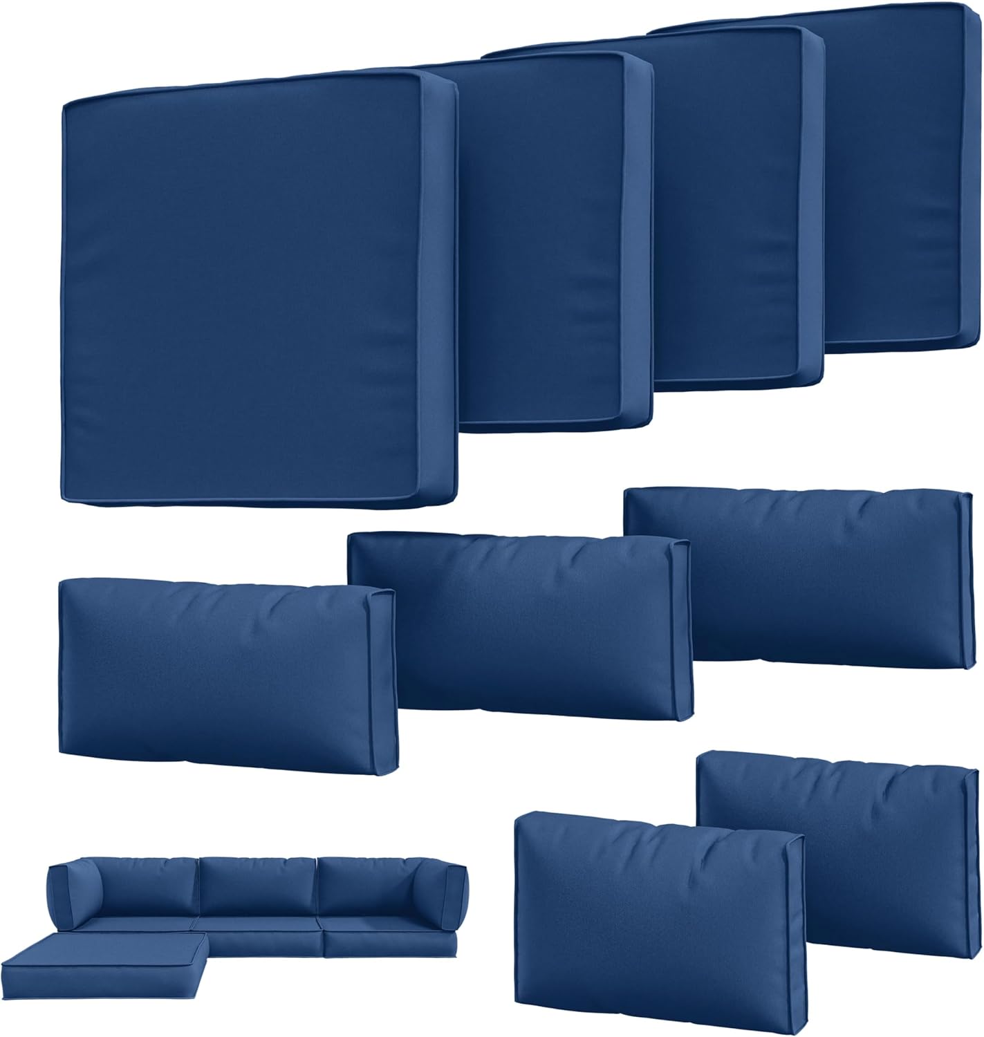 Skiennix Outdoor Chair Cushion Covers - Waterproof & Anti-Fading | 9-Piece Set, Blue