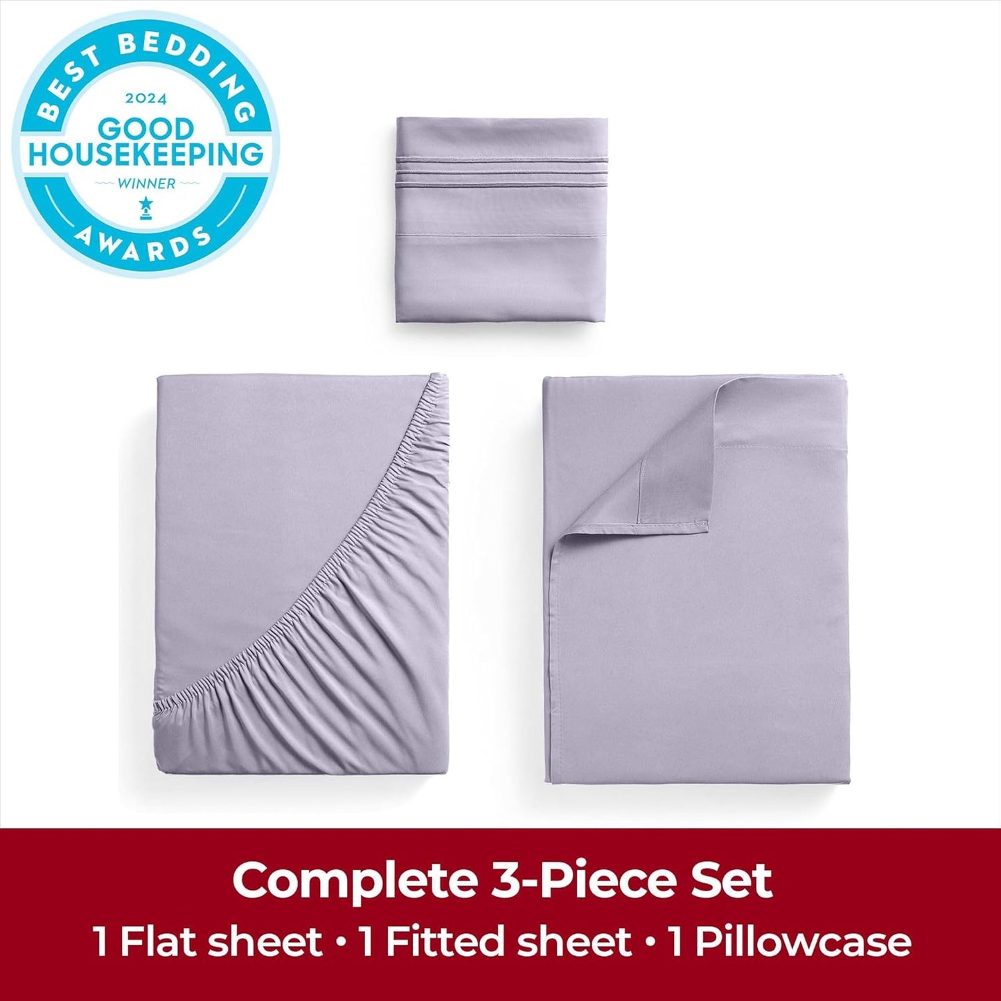 Mellanni Twin Sheets Set - Hotel Luxury Bedding | Extra Soft, Cooling, Wrinkle-Resistant - Twin, Lavender