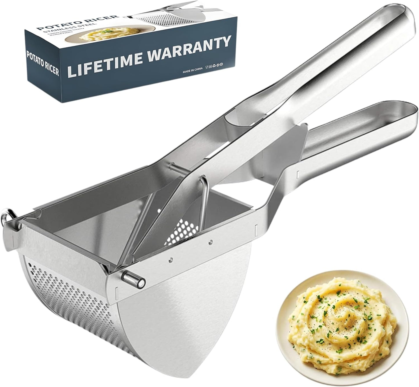Potato Ricer - Heavy Duty Stainless Steel Masher for Fluffy Mashed Potatoes | 23 Oz Capacity