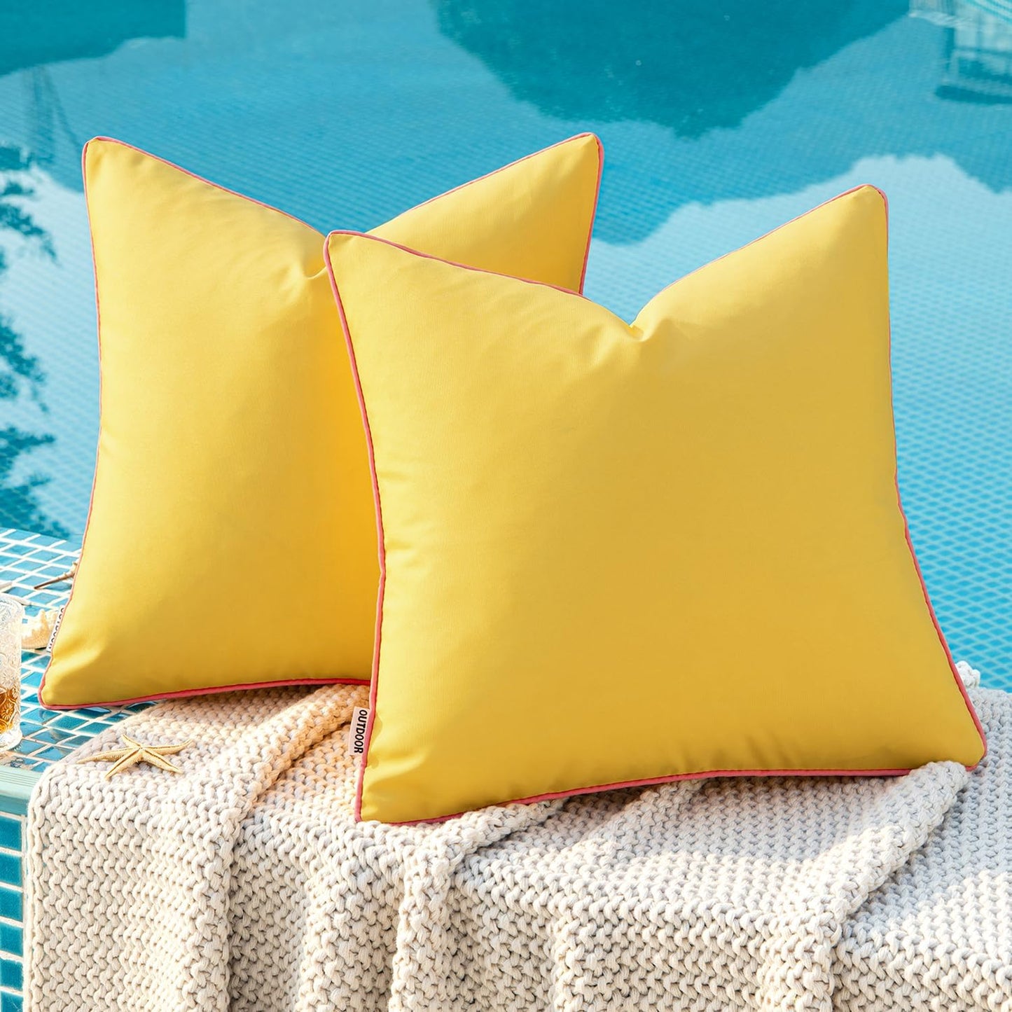 MIULEE Outdoor Waterproof Throw Pillow Covers - Decorative 18x18 Inch Yellow Cushion Cases for Patio & Garden