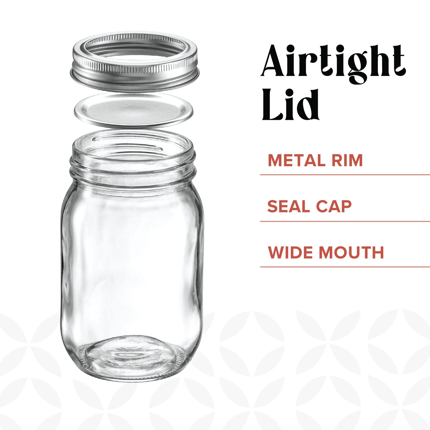 [6 Pack] 32 oz. Wide-Mouth Glass Mason Jars with Metal Airtight Lids and Bands 1 quart Large for Canning, Preserving, & Meal Prep