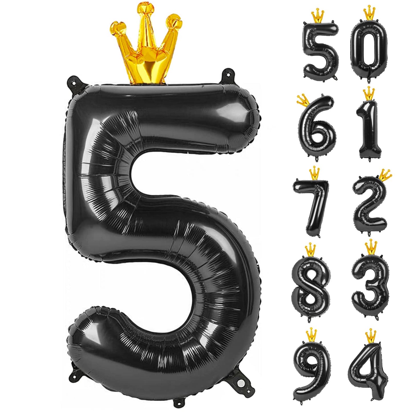 Black 5 Balloon, 40 Inch Number Balloon, Black and Gold Party Supplies, 5th Birthday Balloon Decorations, 5 15 25 35 50 Number Balloons, Number 5 Balloon.