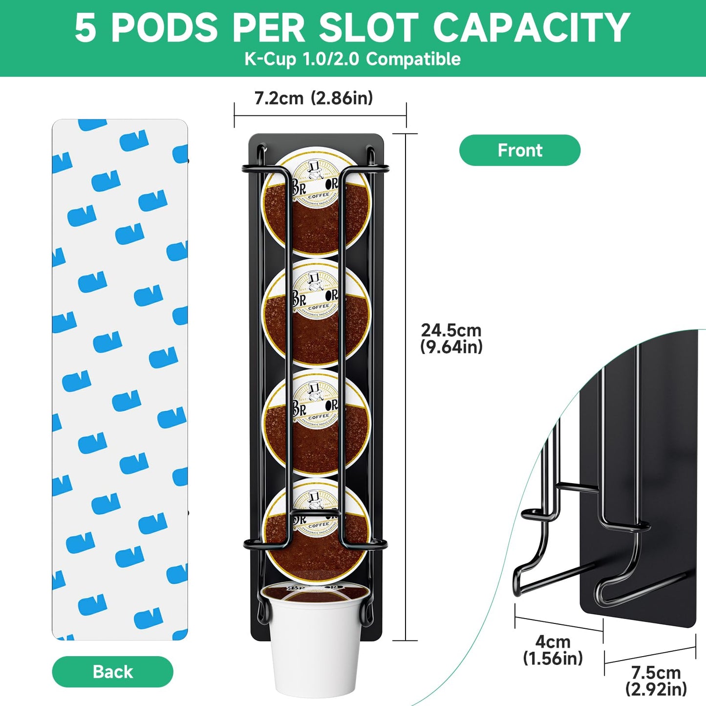 XILIMEN Coffee Pod Holders for Small Countertops, Side Mount Coffee Pod Capsule Organizer & Storage