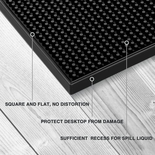 BARsics PVC Bar Service Mat for Cocktail Bartender 18x12 inches (Black 2-Pack)