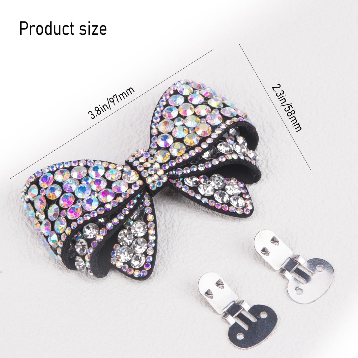 KOOBOOK Rhinestone Bow Shoe Clips - Sparkly Fashion Accessories for Brighter Shoes | 2 Pcs