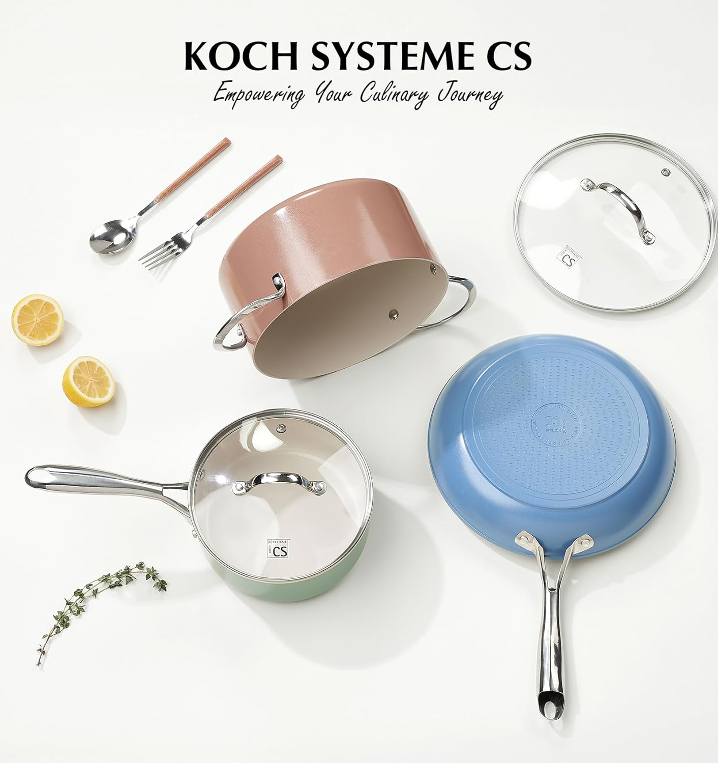 KOCH SYSTEME CS Nonstick Frying Pan - 8 Inch Omelet Skillet with Stay-Cool Handle | PFOA Free, Blue