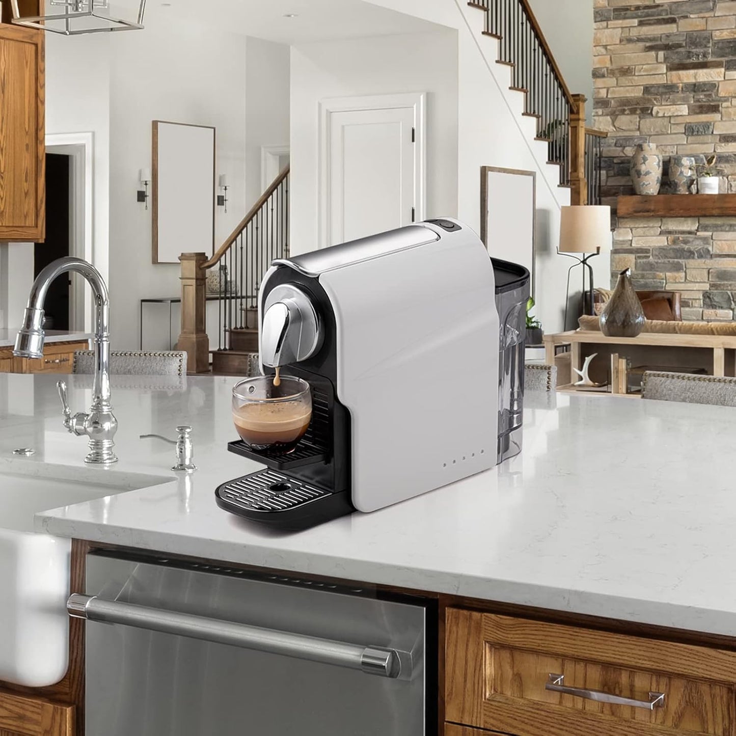 Beanglass Espresso Pod Machine - High Pressure 20 Bar Coffee Maker | 22oz Removable Water Tank, Adjustable Cup Tray