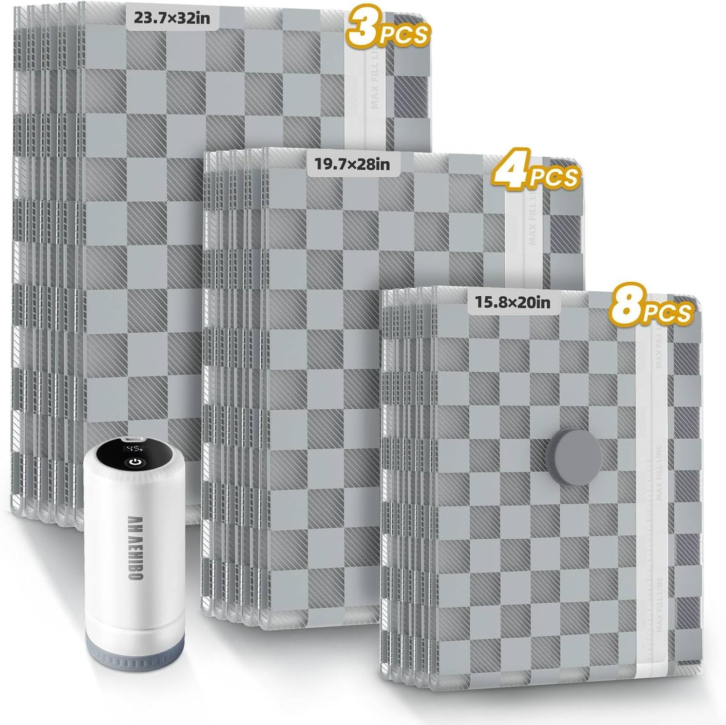 Skiennix Vacuum Bags for Travel - 15 PCS Combo with Rechargeable Pump | Space Saver for Clothes & Luggage