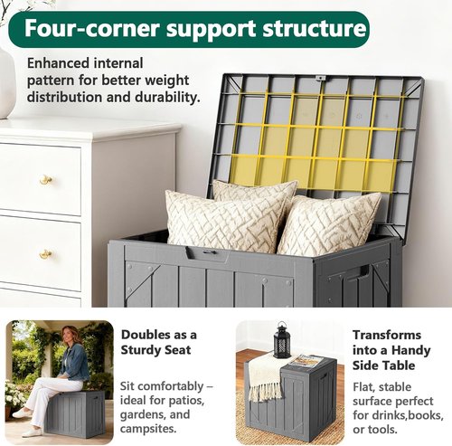 30 Gallon Outdoor Storage Box - Waterproof Resin Deck Organizer for Patio Cushions & Garden Tools