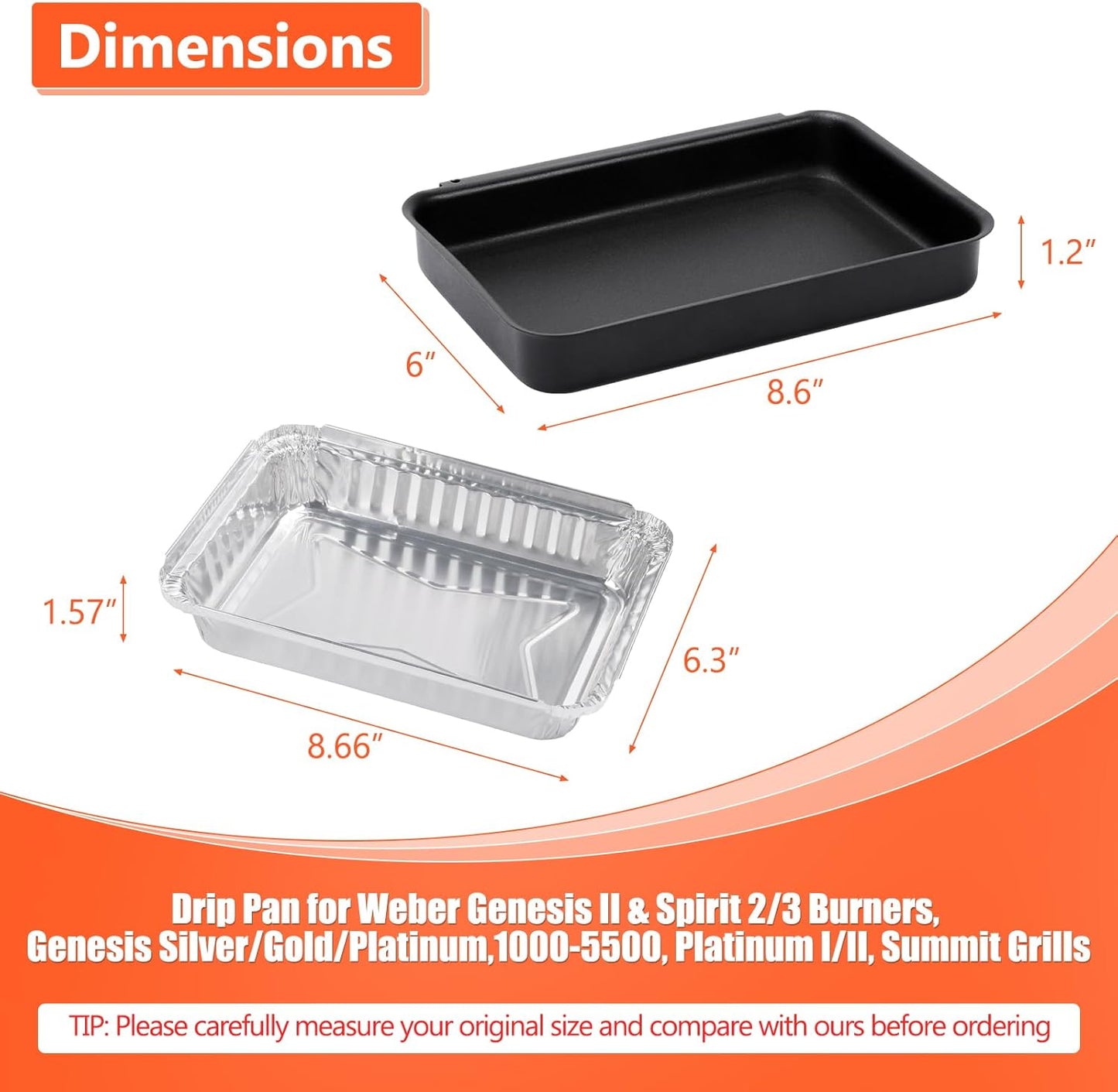 QuliMetal Catch Pan - 20 Pack Drip Pans for Weber Genesis II & Spirit Grills | Disposable Aluminum Foil